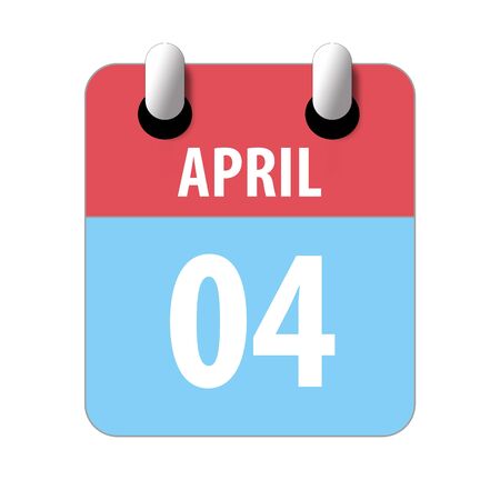 april 4th. Day 4 of month, Simple calendar icon on white background. Planning. Time management. Set of calendar icons for web design. spring month, day of the year concept.の写真素材