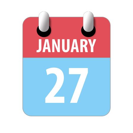 january 27th. Day 27 of month, Simple calendar icon on white background. Planning. Time management. Set of calendar icons for web design. winter month, day of the year concept.の写真素材
