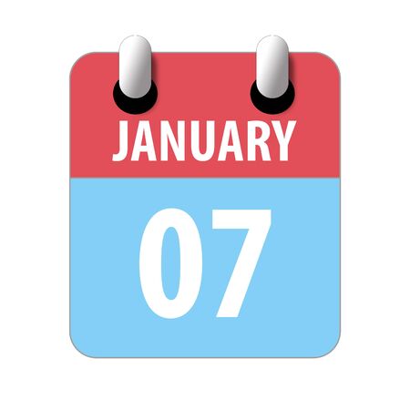 january 7th. Day 7 of month, Simple calendar icon on white background. Planning. Time management. Set of calendar icons for web design. winter month, day of the year concept.の写真素材