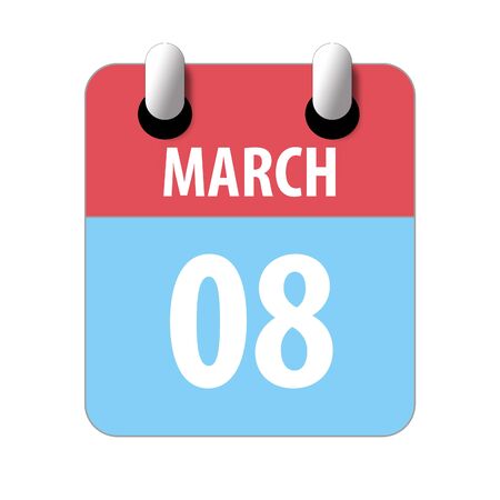 march 8th. Day 8 of month, Simple calendar icon on white background. Planning. Time management. Set of calendar icons for web design. spring month, day of the year concept.の写真素材