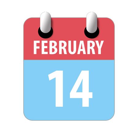 february 14th. Day 14 of month, Simple calendar icon on white background. Planning. Time management. Set of calendar icons for web design. winter month, day of the year concept.の写真素材
