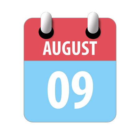 august 9th. Day 9 of month, Simple calendar icon on white background. Planning. Time management. Set of calendar icons for web design. summer month, day of the year concept.の写真素材