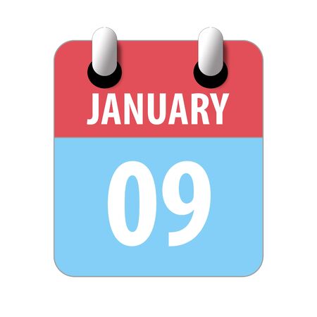 january 9th. Day 9 of month, Simple calendar icon on white background. Planning. Time management. Set of calendar icons for web design. winter month, day of the year concept.の写真素材
