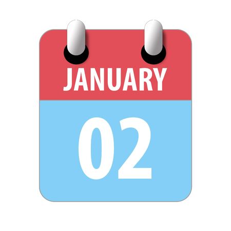 january 2nd. Day 2 of month, Simple calendar icon on white background. Planning. Time management. Set of calendar icons for web design. winter month, day of the year concept.の写真素材