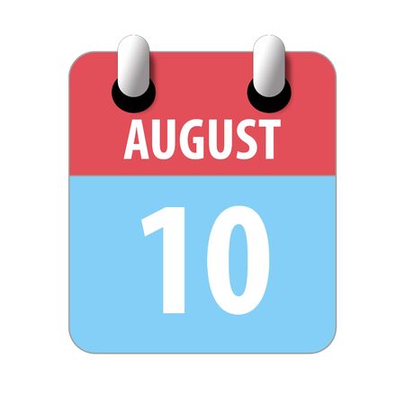 august 10th. Day 10 of month, Simple calendar icon on white background. Planning. Time management. Set of calendar icons for web design. summer month, day of the year concept.の写真素材