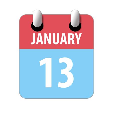 january 13th. Day 13 of month, Simple calendar icon on white background. Planning. Time management. Set of calendar icons for web design. winter month, day of the year concept.の写真素材