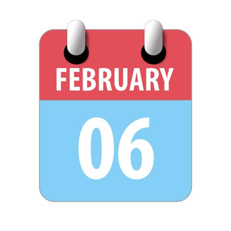 february 6th. Day 6 of month, Simple calendar icon on white background. Planning. Time management. Set of calendar icons for web design. winter month, day of the year concept.の写真素材