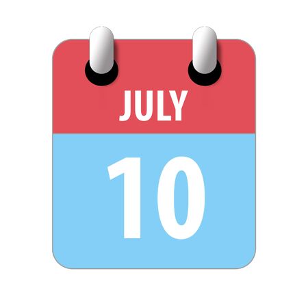 july 10th. Day 10 of month, Simple calendar icon on white background. Planning. Time management. Set of calendar icons for web design. summer month, day of the year concept.の写真素材