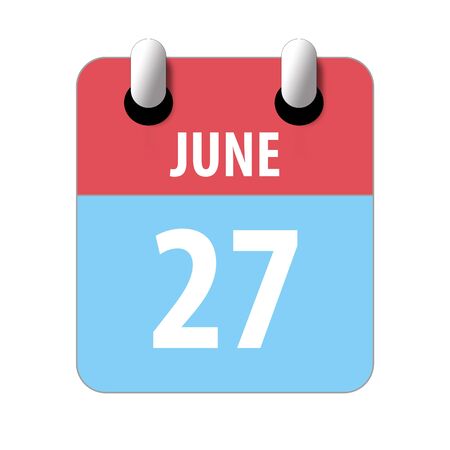 june 27th. Day 27 of month, Simple calendar icon on white background. Planning. Time management. Set of calendar icons for web design. summer month, day of the year concept.の写真素材