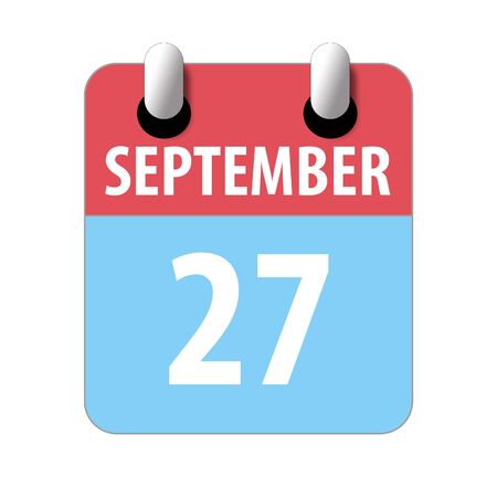 september 27th. Day 27 of month, Simple calendar icon on white background. Planning. Time management. Set of calendar icons for web design. autumn month, day of the year concept.の写真素材