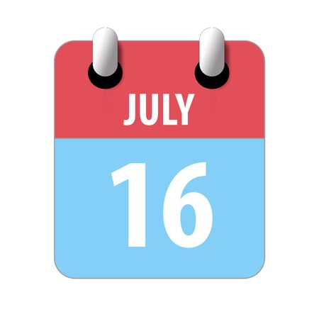 july 16th. Day 16 of month, Simple calendar icon on white background. Planning. Time management. Set of calendar icons for web design. summer month, day of the year concept.の写真素材