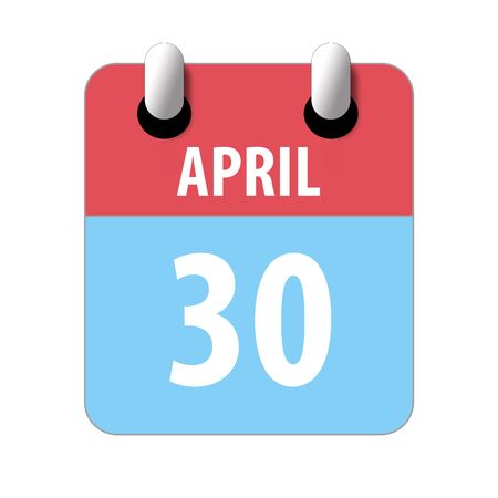 april 30th. Day 30 of month, Simple calendar icon on white background. Planning. Time management. Set of calendar icons for web design. spring month, day of the year concept.の写真素材
