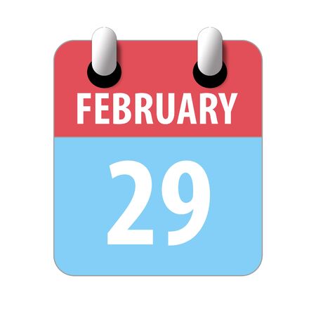 february 29th. Day 29 of month, Simple calendar icon on white background. Planning. Time management. Set of calendar icons for web design. winter month, day of the year concept.の写真素材