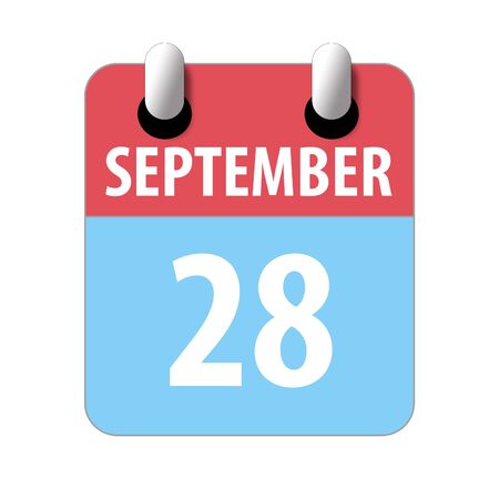 september 28th. Day 28 of month, Simple calendar icon on white background. Planning. Time management. Set of calendar icons for web design. autumn month, day of the year concept.の写真素材