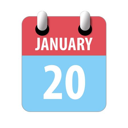 january 20th. Day 20 of month, Simple calendar icon on white background. Planning. Time management. Set of calendar icons for web design. winter month, day of the year concept.の写真素材