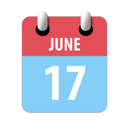 june 17th. Day 17 of month, Simple calendar icon on white background. Planning. Time management. Set of calendar icons for web design. summer month, day of the year concept.の写真素材