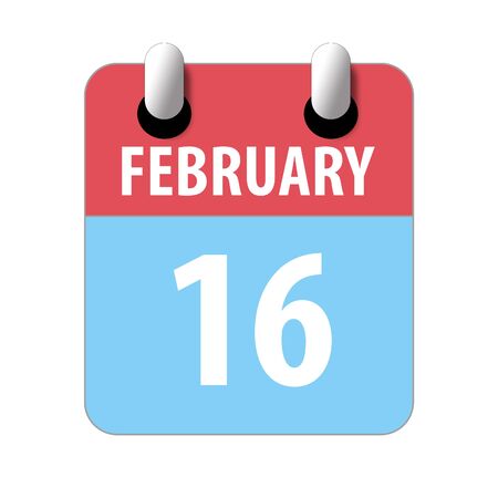 february 16th. Day 16 of month, Simple calendar icon on white background. Planning. Time management. Set of calendar icons for web design. winter month, day of the year concept.の写真素材