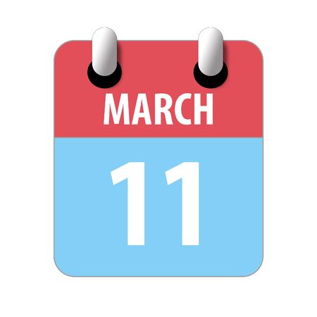 march 11th. Day 11 of month, Simple calendar icon on white background. Planning. Time management. Set of calendar icons for web design. spring month, day of the year concept.の写真素材