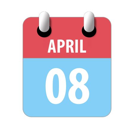 april 8th. Day 8 of month, Simple calendar icon on white background. Planning. Time management. Set of calendar icons for web design. spring month, day of the year concept.の写真素材