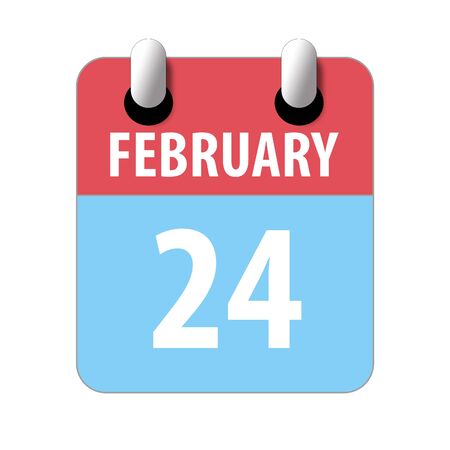 february 24th. Day 24 of month, Simple calendar icon on white background. Planning. Time management. Set of calendar icons for web design. winter month, day of the year concept.の写真素材