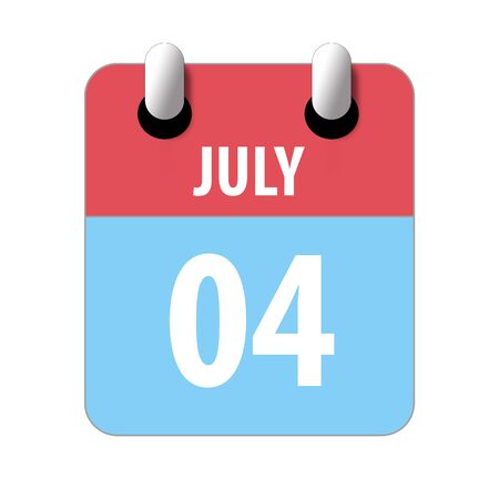 july 4th. Day 4 of month, Simple calendar icon on white background. Planning. Time management. Set of calendar icons for web design. summer month, day of the year concept.の写真素材