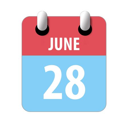 june 28th. Day 28 of month, Simple calendar icon on white background. Planning. Time management. Set of calendar icons for web design. summer month, day of the year concept.の写真素材