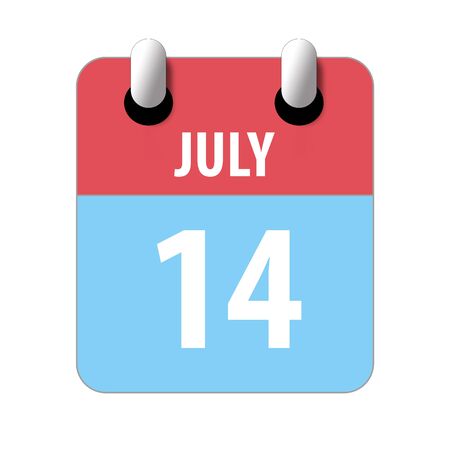 july 14th. Day 14 of month, Simple calendar icon on white background. Planning. Time management. Set of calendar icons for web design. summer month, day of the year concept.の写真素材
