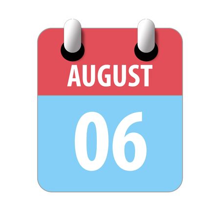 august 6th. Day 6 of month, Simple calendar icon on white background. Planning. Time management. Set of calendar icons for web design. summer month, day of the year concept.の写真素材