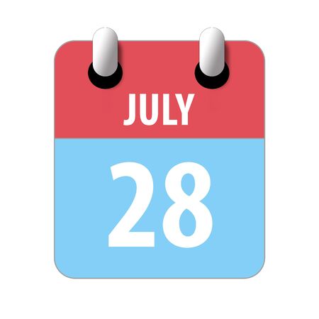 july 28th. Day 28 of month, Simple calendar icon on white background. Planning. Time management. Set of calendar icons for web design. summer month, day of the year concept.の写真素材