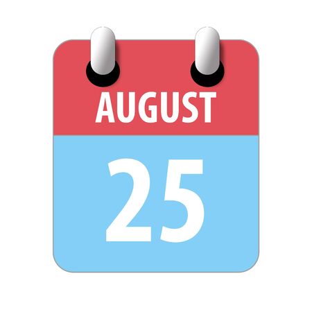 august 25th. Day 25 of month, Simple calendar icon on white background. Planning. Time management. Set of calendar icons for web design. summer month, day of the year concept.の写真素材