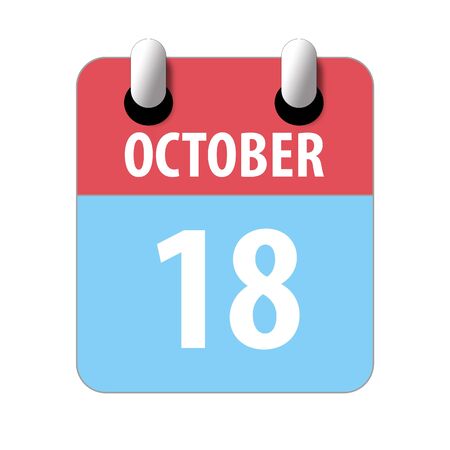 october 18th. Day 18 of month, Simple calendar icon on white background. Planning. Time management. Set of calendar icons for web design. autumn month, day of the year concept.の写真素材