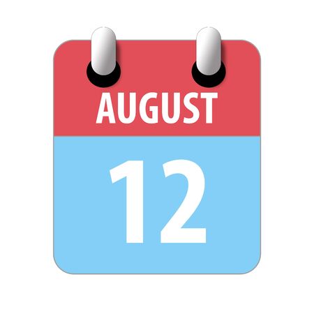 august 12th. Day 12 of month, Simple calendar icon on white background. Planning. Time management. Set of calendar icons for web design. summer month, day of the year concept.の写真素材