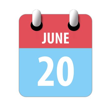 june 20th. Day 20 of month, Simple calendar icon on white background. Planning. Time management. Set of calendar icons for web design. summer month, day of the year concept.の写真素材