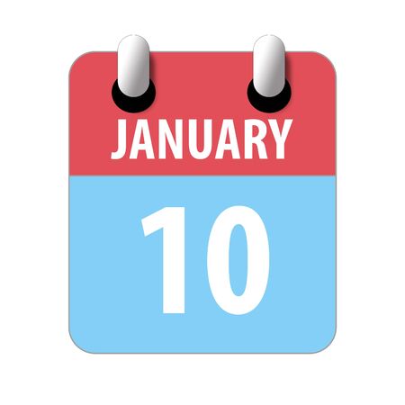 january 10th. Day 10 of month, Simple calendar icon on white background. Planning. Time management. Set of calendar icons for web design. winter month, day of the year concept.の写真素材