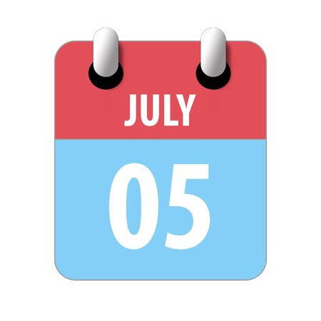 july 5th. Day 5 of month, Simple calendar icon on white background. Planning. Time management. Set of calendar icons for web design. summer month, day of the year concept.の写真素材