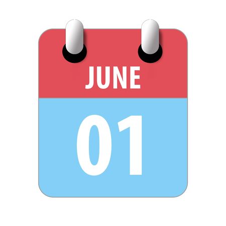june 1st. Day 1 of month, Simple calendar icon on white background. Planning. Time management. Set of calendar icons for web design. summer month, day of the year concept.の写真素材