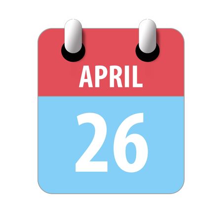 april 26th. Day 26 of month, Simple calendar icon on white background. Planning. Time management. Set of calendar icons for web design. spring month, day of the year concept.の写真素材