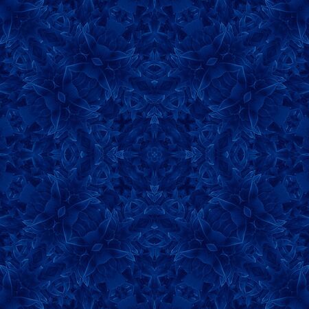 Classic Blue kaleidoscope geometrical ornament abstract background. Trendy color concept of the year. 2020 trendの写真素材
