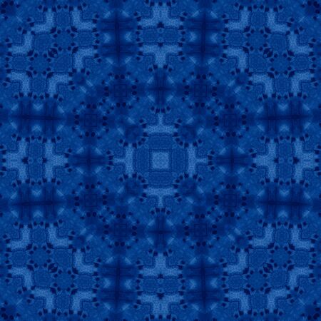 Classic Blue kaleidoscope geometrical ornament abstract background. Trendy color concept of the year. 2020 trend.の写真素材