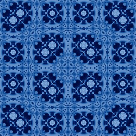 Classic Blue kaleidoscope geometrical ornament abstract background. Trendy color concept of the year. 2020 trendの写真素材