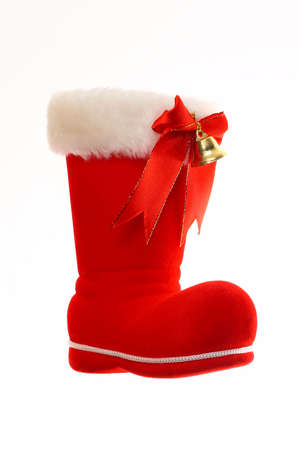 Red Santa boot on a white backgroundの写真素材
