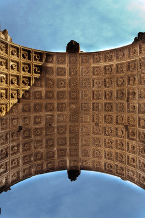 Part of arch of Titus in Rome, Italy