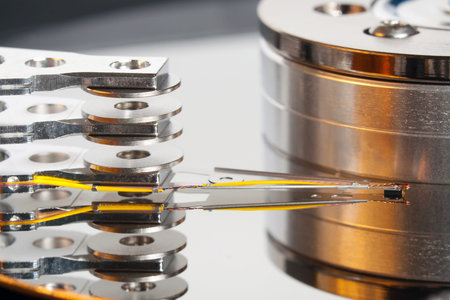 Hard disk drive details close-up view