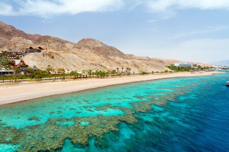 Panorama coastline of Red sea from coral reefのeditorial素材