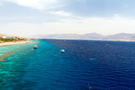 Panorama coastline of Red sea from coral reef