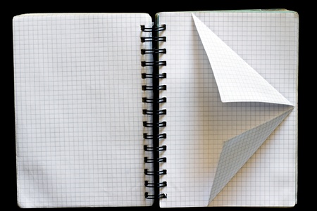 Notepad with a spiral binding and curved sheetsの写真素材