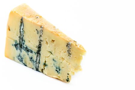 Piece gorgonzola cheese isolated on white backgroundの写真素材