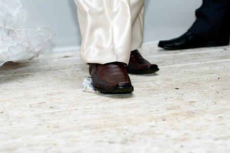Wedding tradition of breaking a glassの写真素材