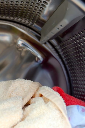  Towels in an open washing machineの写真素材