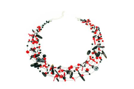 Necklace on a white background. Hand made.の写真素材